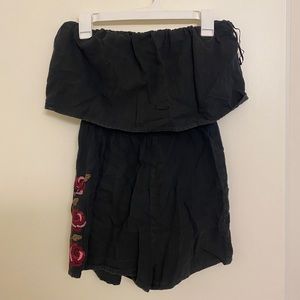 Black Tube jumpsuit with floral print on sides